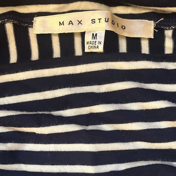 blue and white vertical stripe knee length skirt - Max Studio - Medium - Picture 2 of 6